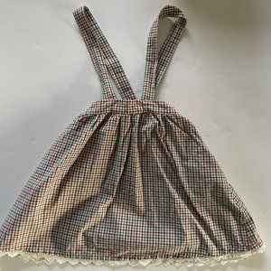 NWOT Bobo Choses Gingham Suspender Skirt, 6-7 years